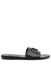 T logo buckle leather belt